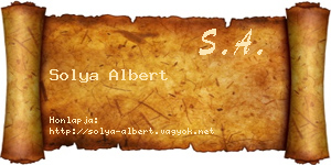 Solya Albert névjegykártya